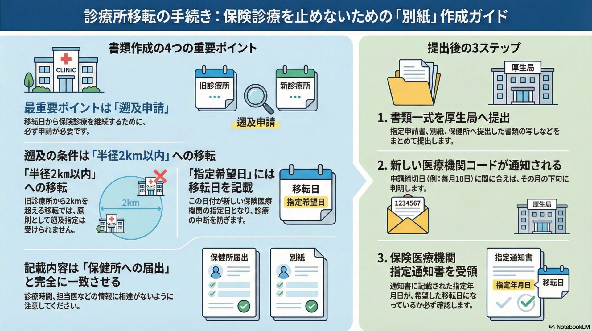 診療所移転の手続き：保険診療を止めないための「別紙」作成ガイド