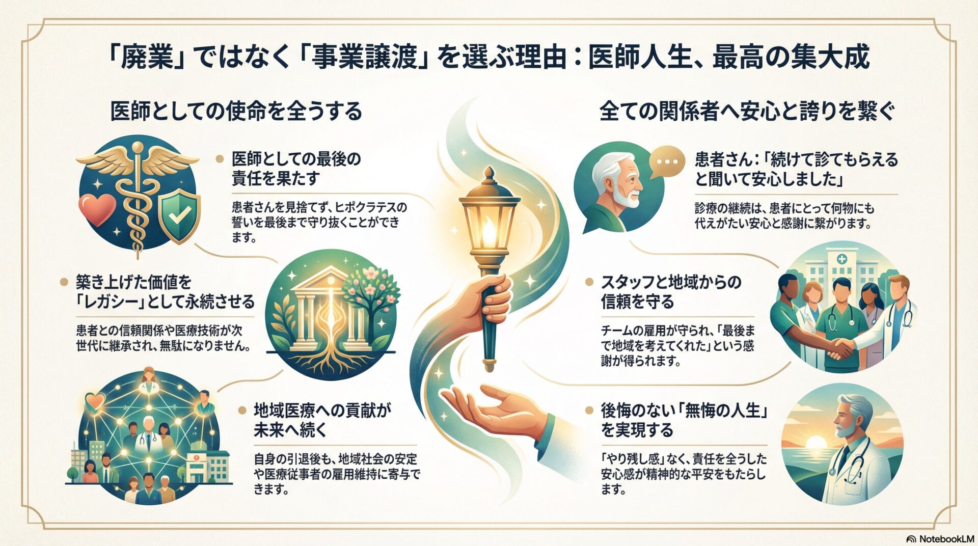 「廃業」ではなく「事業譲渡」を選ぶ理由：医師人生、最高の集大成