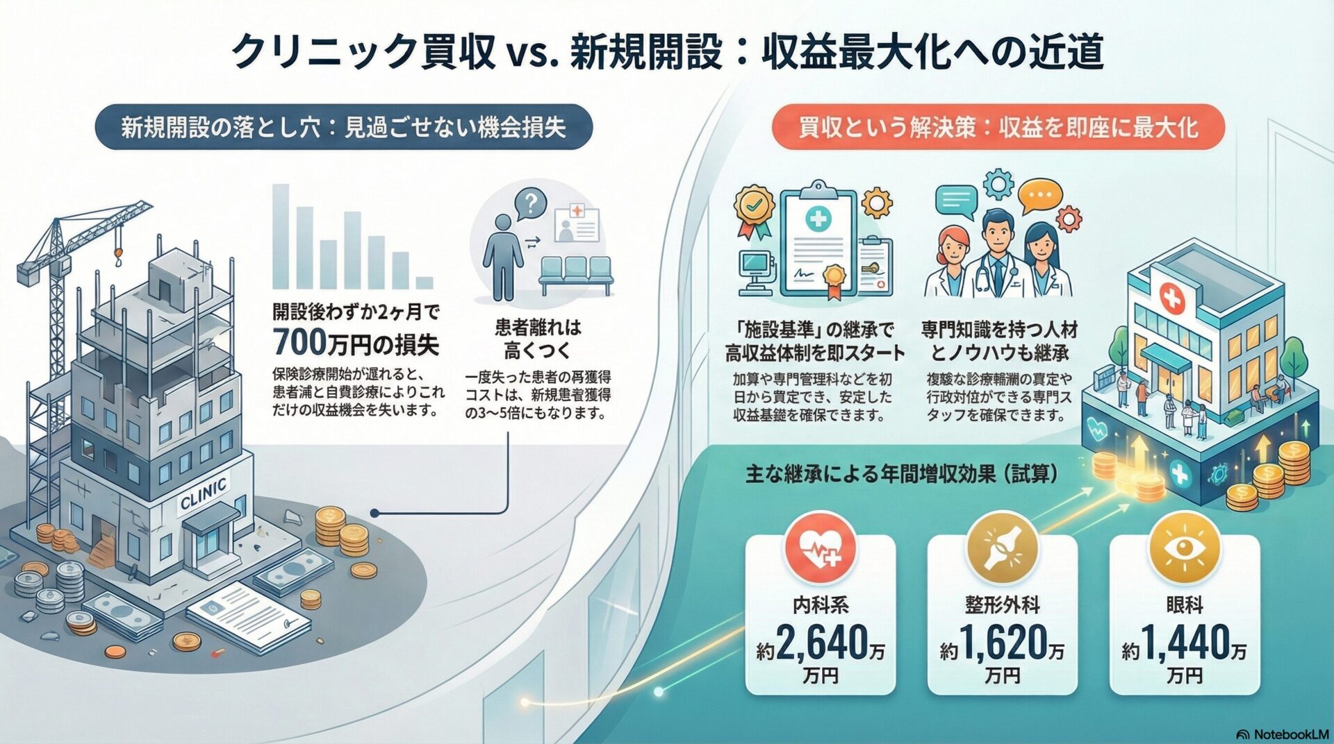 クリニック買収vs新規解説：収益最大化への近道