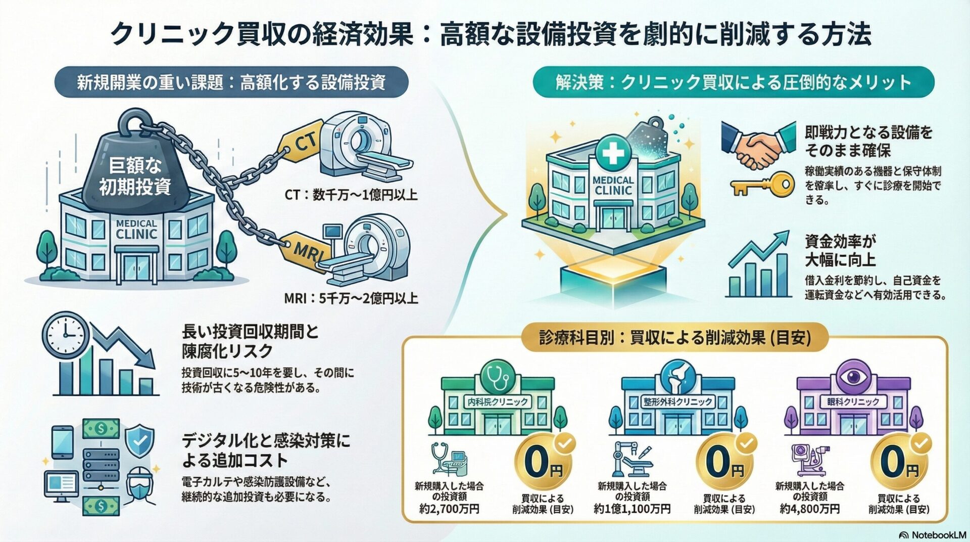 クリニック買収の経済効果：高額な設備投資を劇的に削減する方法