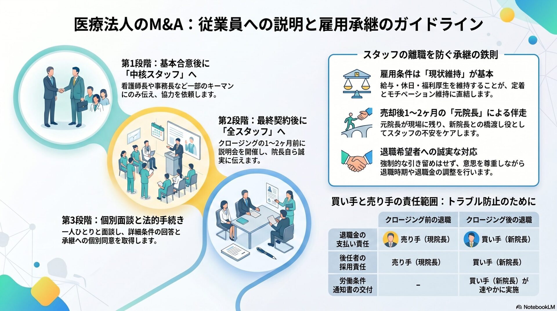 医療法人のMアンドA:従業員への説明と雇用承継のガイドライン