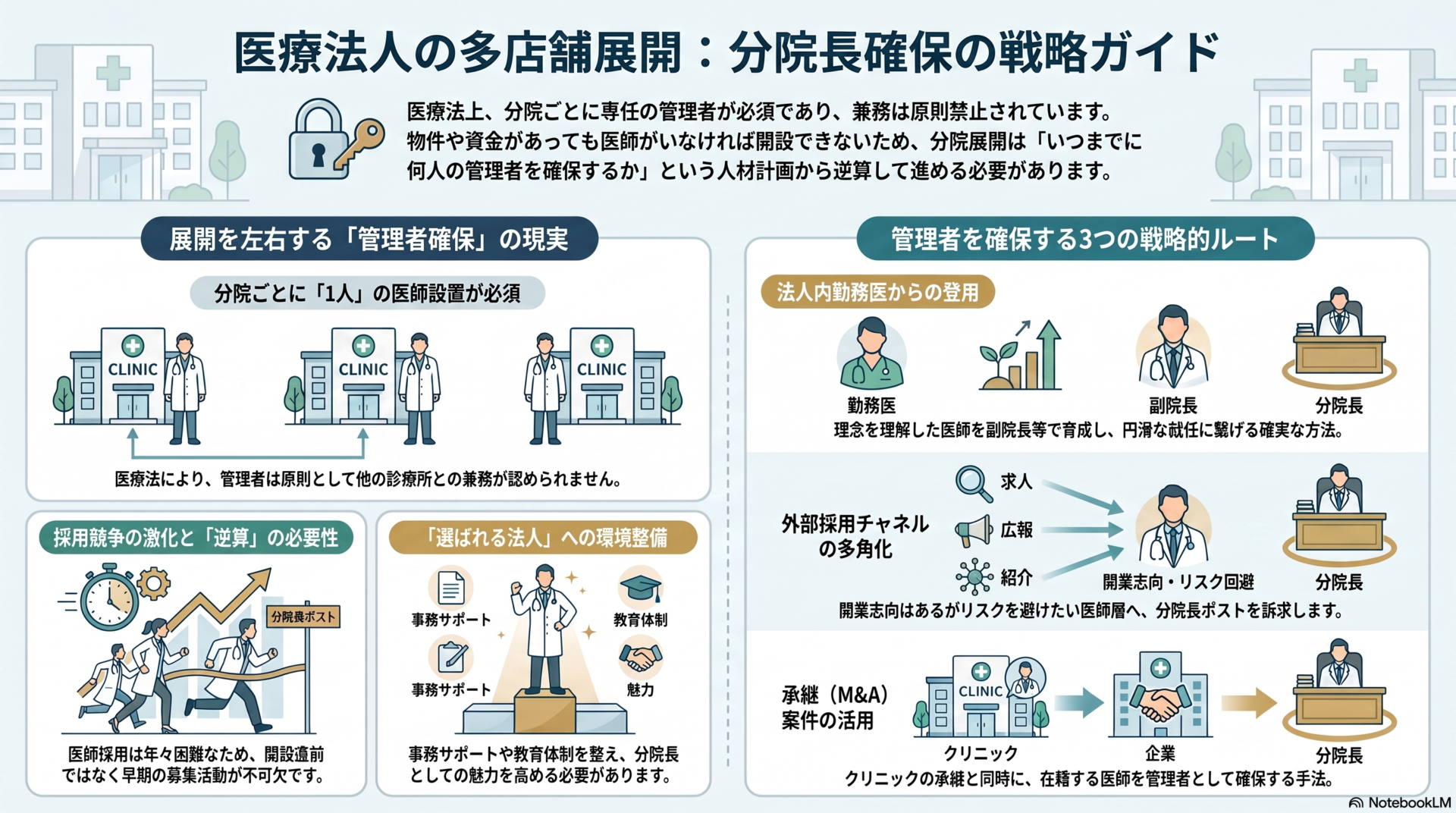 医療法人の多店舗展開：分院長確保の戦略ガイド